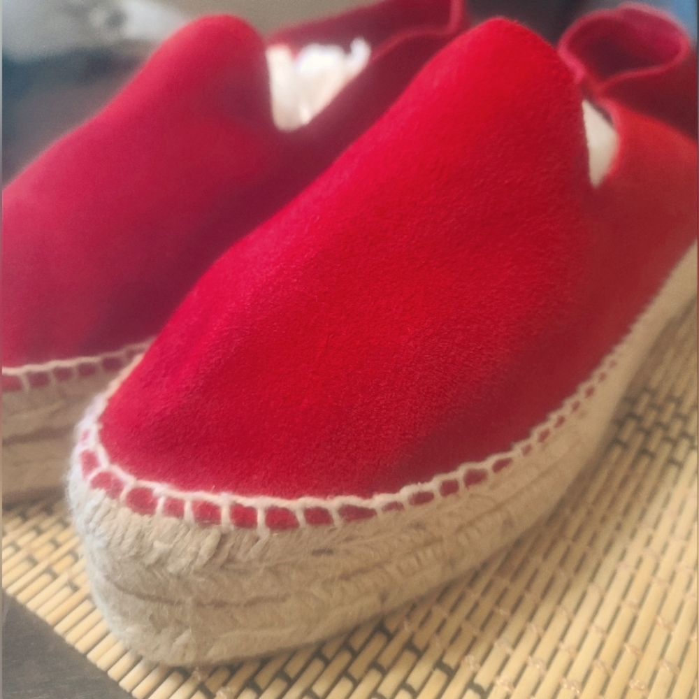 New w/out tags Manebi Jute Red Suede Double Sole Espadrilles size 40